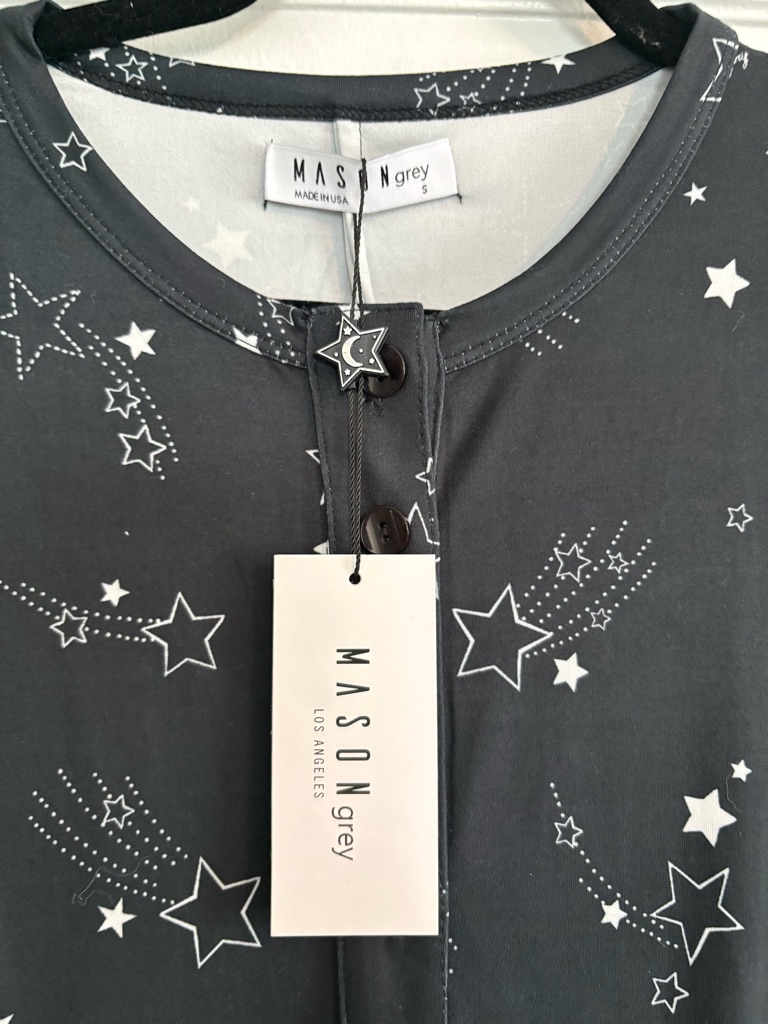 Nwt Masongrey Women's Sleep Onesie Black And White With Stars Size Small — image 3 of 6